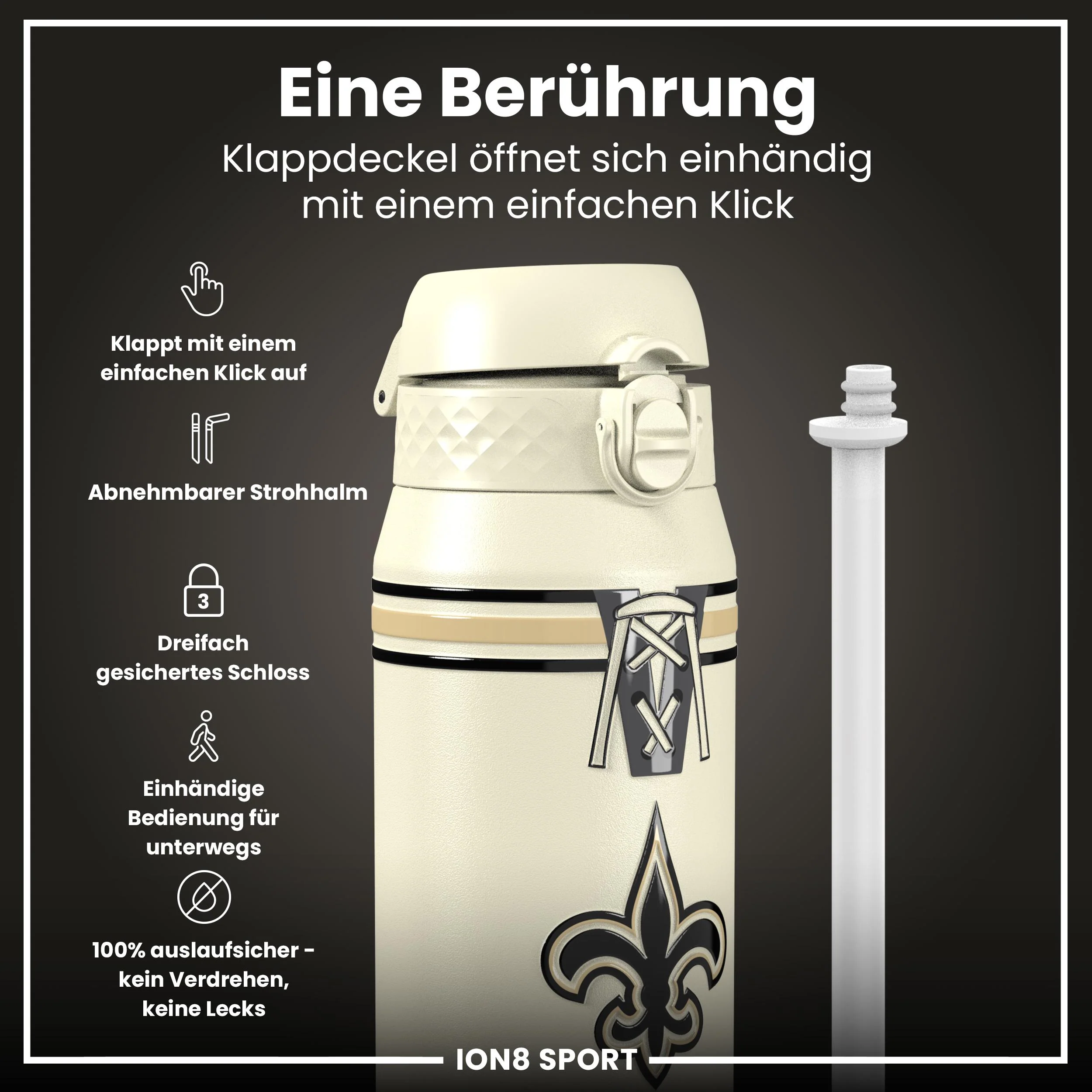 NFL x ION8, Isolierte Edelstahl, Saints, 750 ml - Image 2