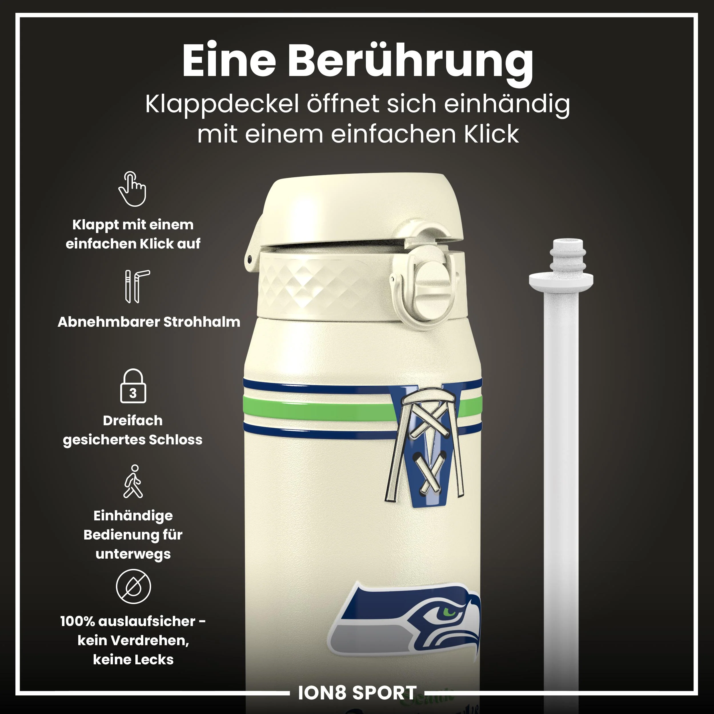 NFL x ION8, Isolierte Edelstahl, Seahawks, 750 ml - Image 3