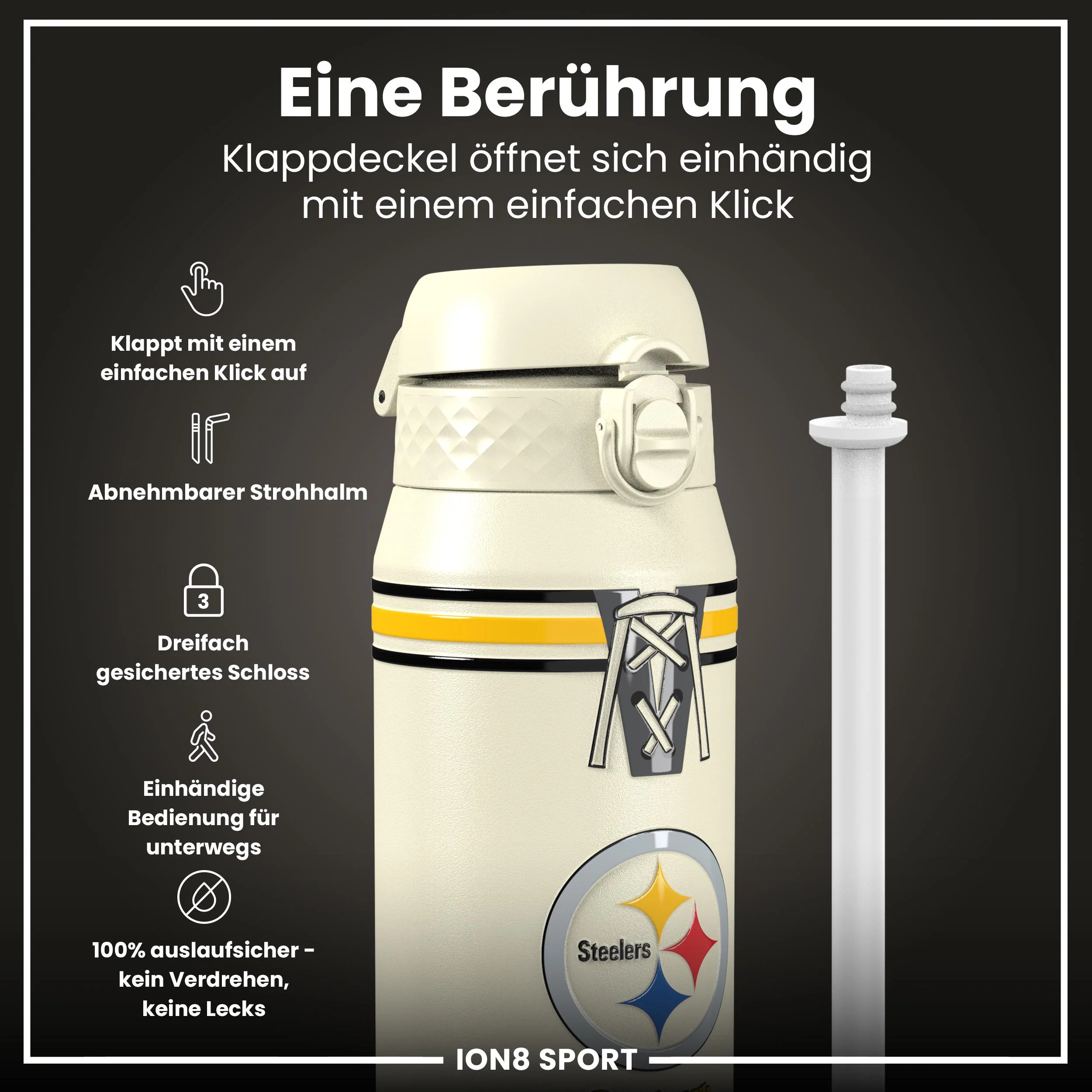 NFL x ION8, Isolierte Edelstahl, Steelers, 750 ml - Image 3