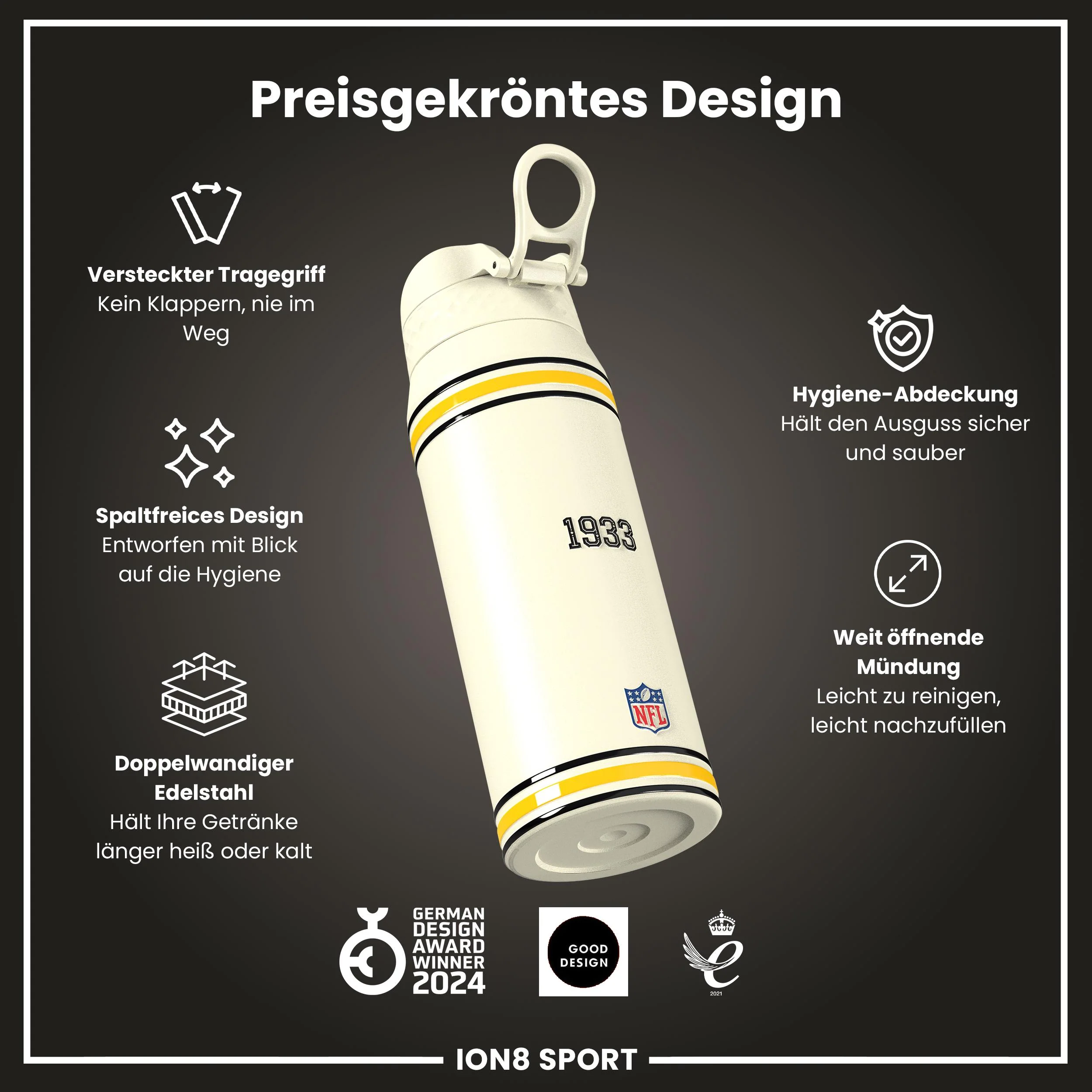 NFL x ION8, Isolierte Edelstahl, Steelers, 750 ml - Image 6