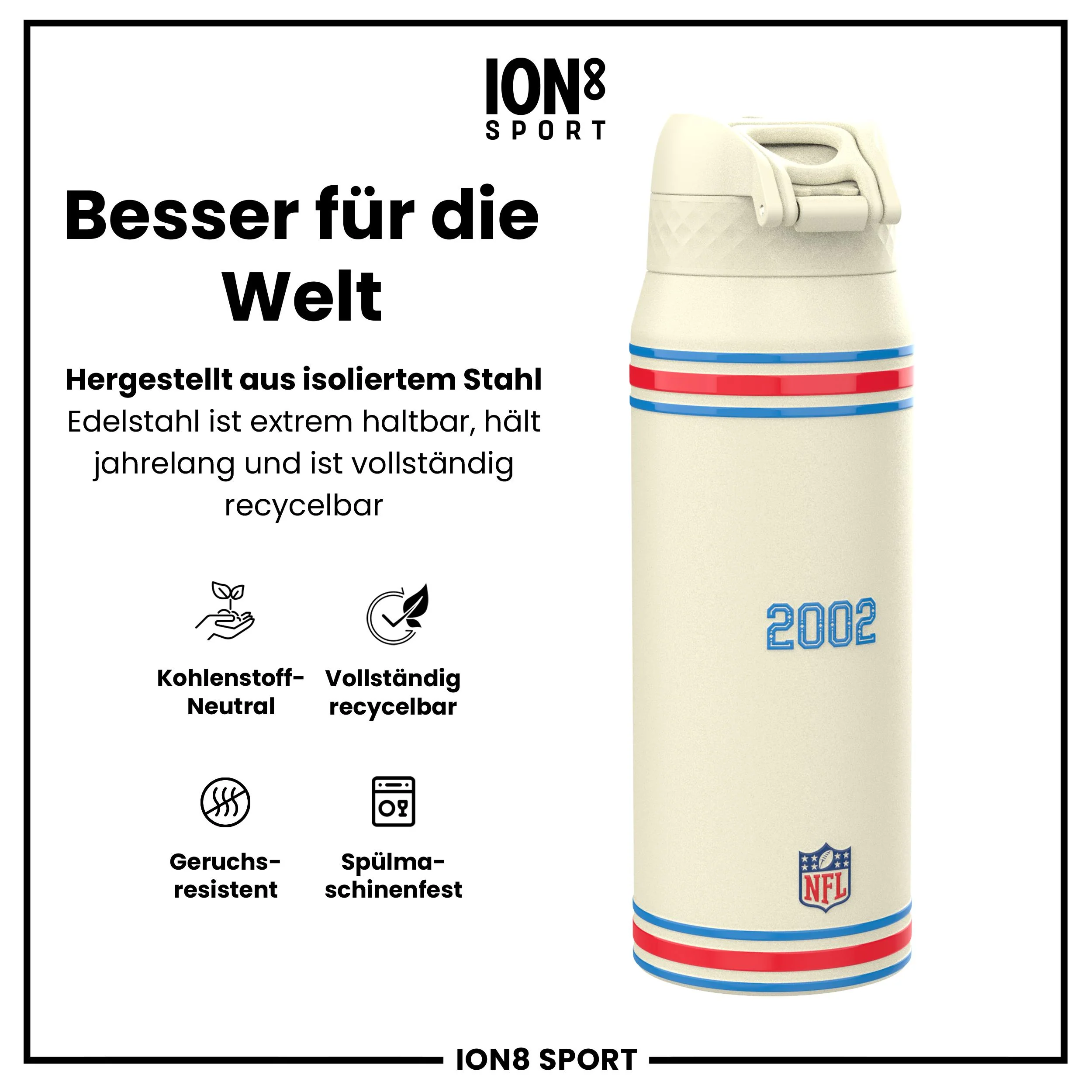 NFL x ION8, Isolierte Edelstahl, Texans, 750 ml - Image 5