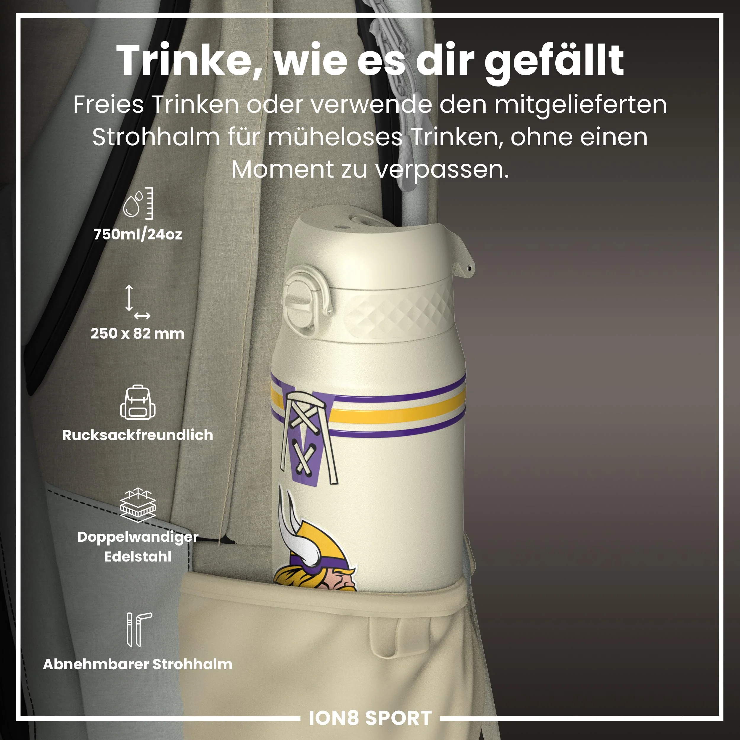 NFL x ION8, Isolierte Edelstahl, Vikings, 750 ml - Image 2