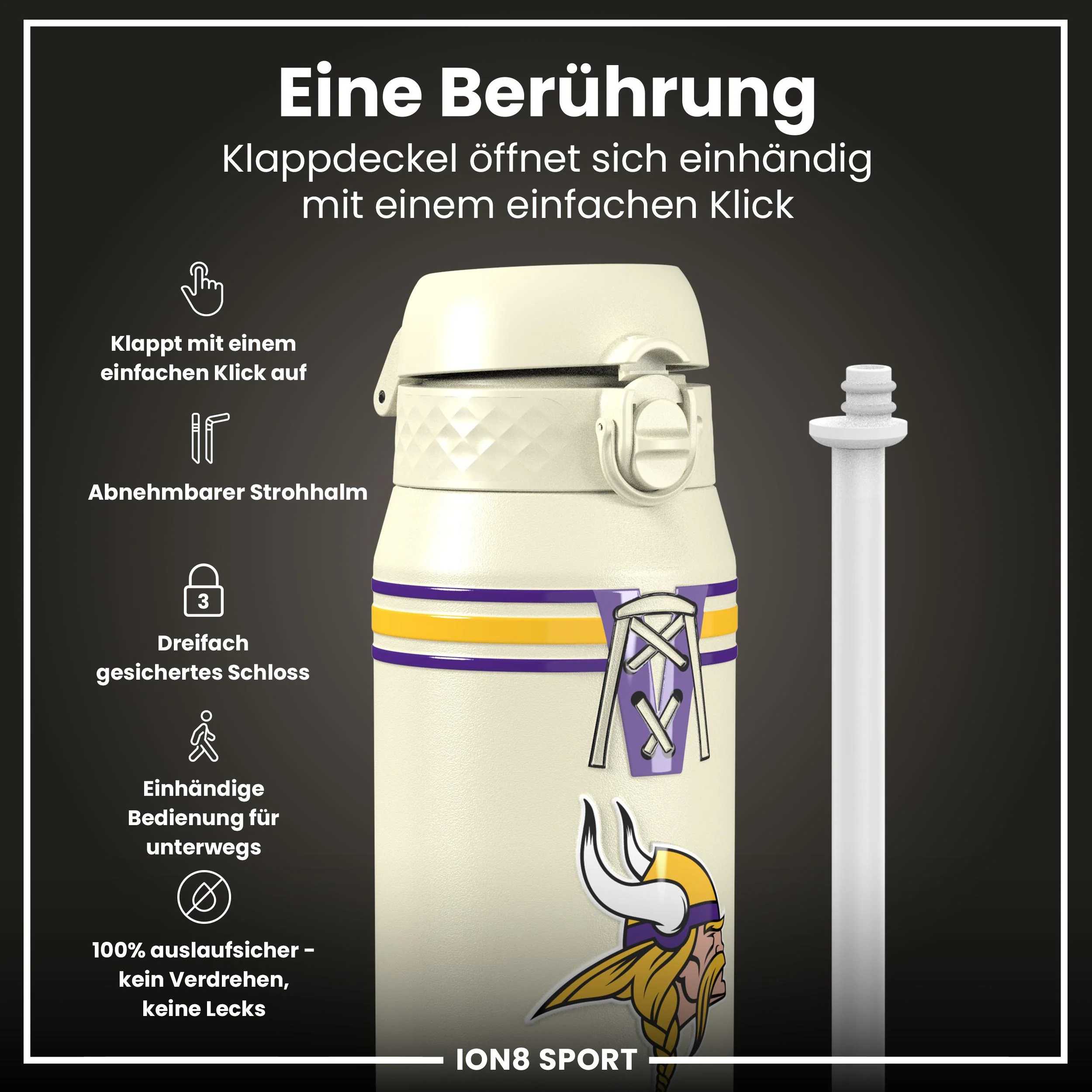 NFL x ION8, Isolierte Edelstahl, Vikings, 750 ml - Image 3